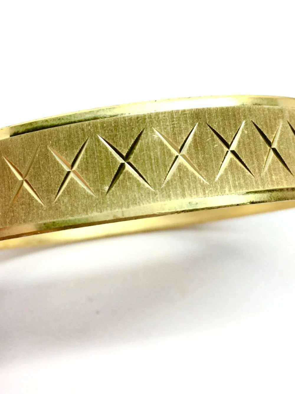 VINTAGE W GERMANY Bangle Gold Tone Matte Textured X Cross Wide Bracelet
